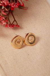Heliophilia Silver Pendientes de Metal Dorados con Acabado de Laca